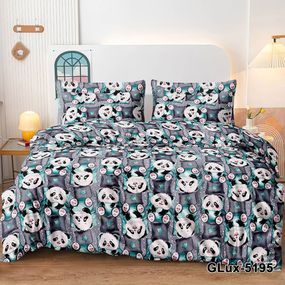 Комплект постельного белья SoundSleep Panda Smile бязь Подростковый 145х210 см серый (2800004737821)