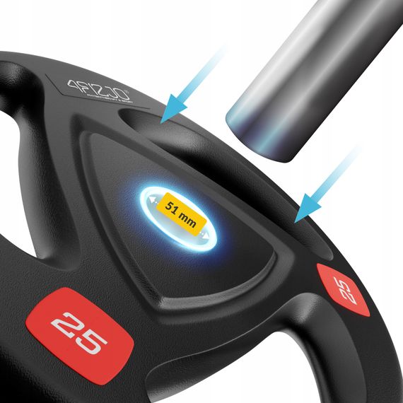 Диск олімпійський 4FIZJO 1 x 25 кг 51 мм металевий, прогумований Black (P-5905973401302) | Зображення 4