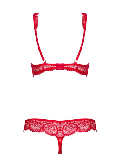 Комплект мереживний Obsessive 853, червоний з бежевими вставками, L/XL | Зображення 5
