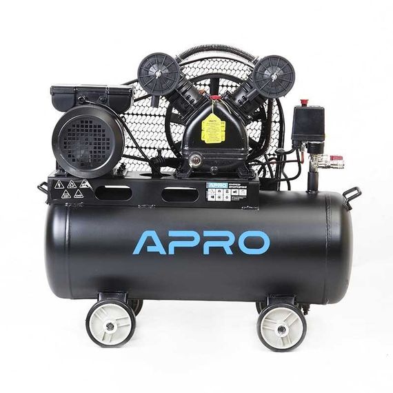 Компресор Apro 2.2 кВт ресивер 50 л двоциліндровий масляний з ременем 402 л/хв 8 бар 2 виходи | Зображення 1