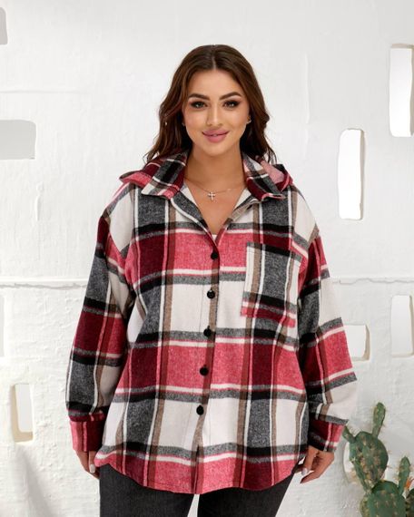 Женская рубашка с капюшоном из байки Sofia 304 Розовый, 58-60 | Зображення 5