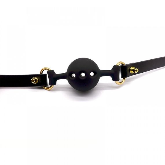 Кляп із силікону та італійської шкіри Breathable Small Ball Gag UPKO | Зображення 2