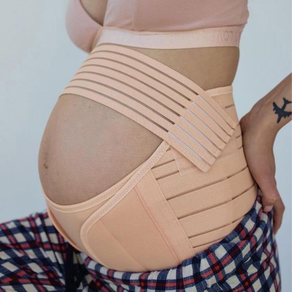 Бандаж для беременных на липучках, L, Бежевый / Дородовой и послеродовой пояс / Эластичный бандажный пояс для | Зображення 4
