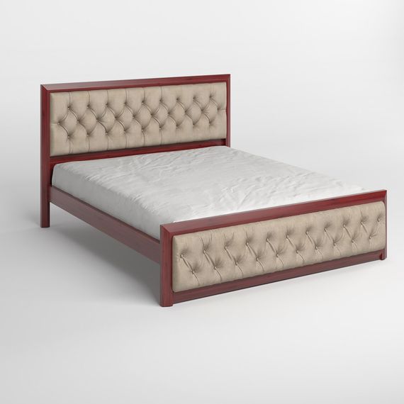 Полуторне дерев&#039;яне ліжко Mebigrand Барселона Б3 Махонь/Аляска 23 (Бежевий) 120х200 см (MBG-12605) | Зображення 1