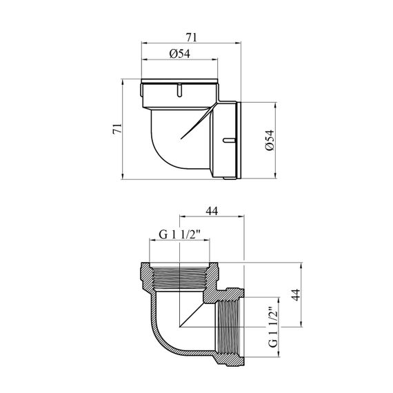 Угольник усиленный LexLine 1 1/2" ВВ латунный УК0117-В | Зображення 1