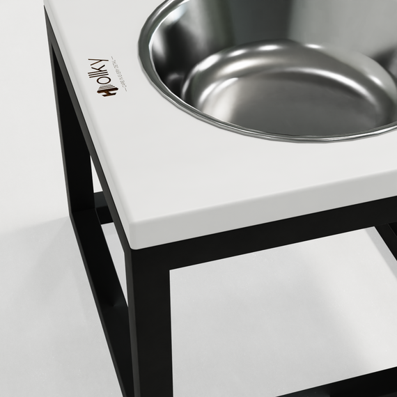 Миска на подставке для больших собак Hollky Base Solo XL (1 × 1,8 л) Solo XL-262620-BLWH | Зображення 6