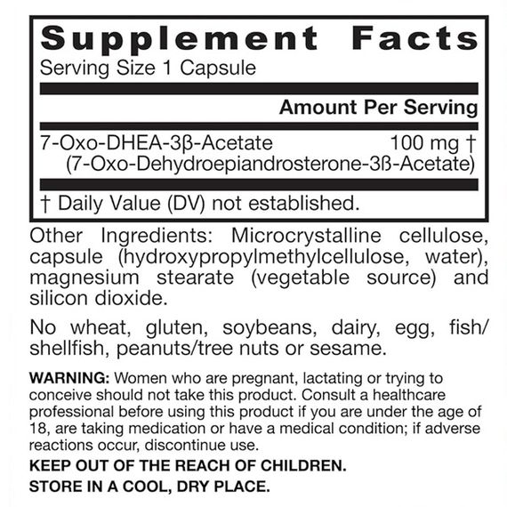 ДГЭА Jarrow Formulas 7-Keto Dhea 100 mg 30 Veg Caps JRW15061 | Зображення 1