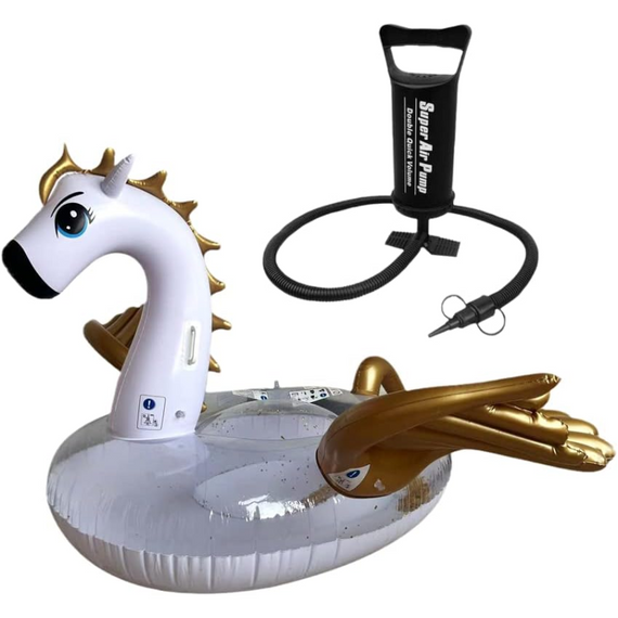 Надувний круг "Єдиноріг", оригінальний єдиноріг із блискітками всередині для активного відпочинку на пляжі | Зображення 9