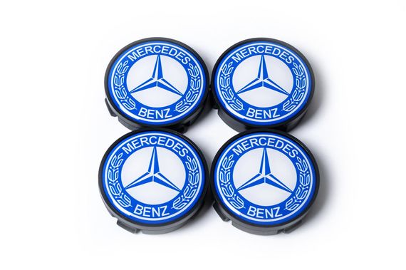 Ковпачки на диски 55,5мм/57мм без кільця (4 шт, сині) для Тюнінг Mercedes | Зображення 1
