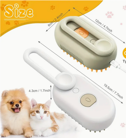 Парова масажна щітка для собак і кішок, для догляду за шерстю, бежева | Зображення 1