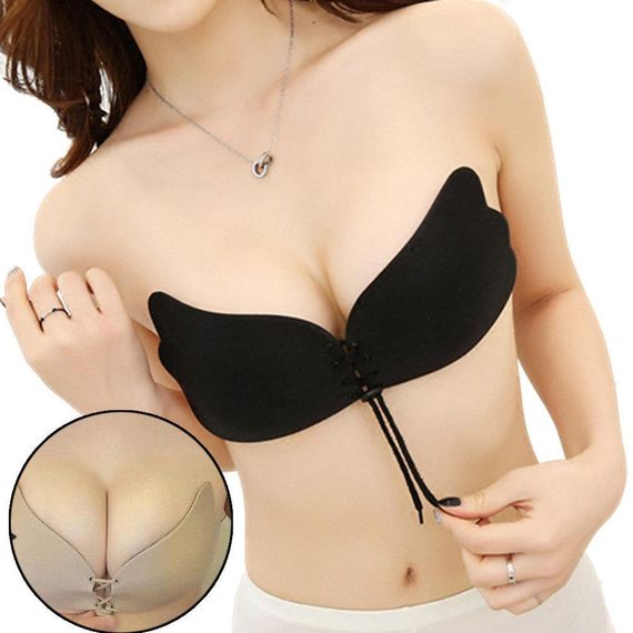 Бюстгальтер-невидимка Fly bra з ефектом, Push Up Ліфчик без бретельок, Невидимий C — Чорний | Зображення 4
