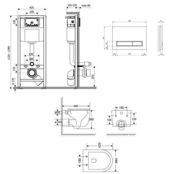 Набір Qtap Nest 4 в 1 підвісний унітаз Taurus Ultra Quiet 490x360x380 + комплект інсталяції QT2433084EUQW46149 | Зображення 1