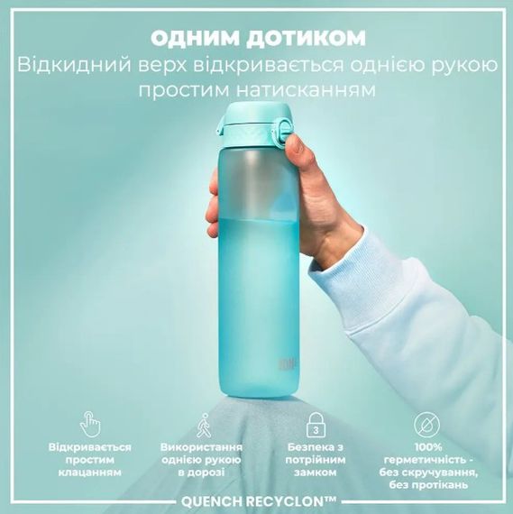 Пляшка для води ION8 1000 мл BPA Free Times To Drink (ЕКО пляшка) Sonic Blue (I8RF1000PBMOT2) | Зображення 5