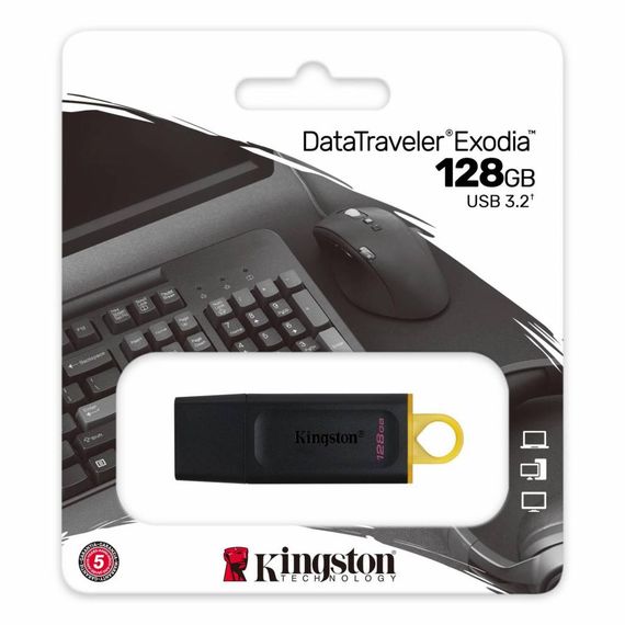 USB флеш накопичувач Kingston 128GB DT Exodia Black/Yellow USB 3.2 (DTX/128GB) | Зображення 3