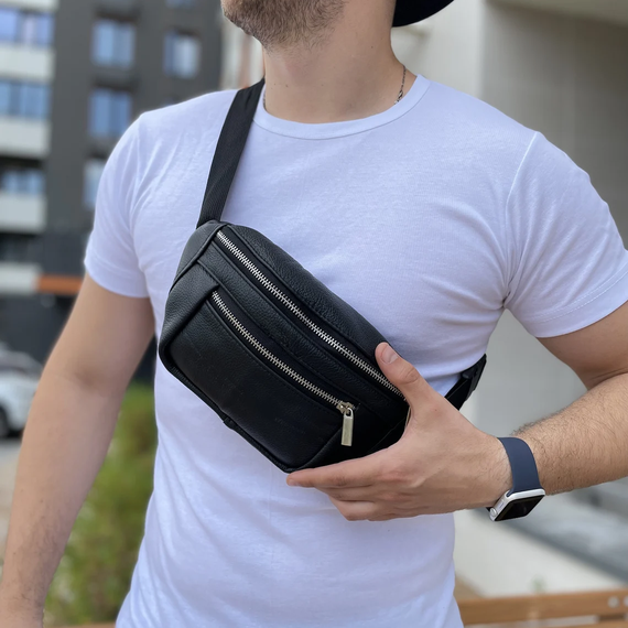 Бананка з натуральної шкіри. Відмінна якість сумки на пояс. Модель: 74132 | Зображення 9