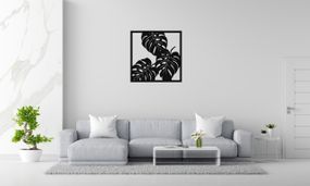 Панно декоративне картина на стіну Листя в рамі 400х400 acr-p000021