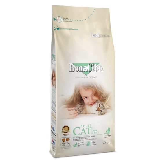 Корм BonaCibo Cat Adult Lamb & Rice сухий з ягнятком для дорослих котів 2 кг