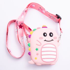 Дитяча силіконова сумка Динозавр 12×11×3 (см) через плече Рожева HP-55-4P