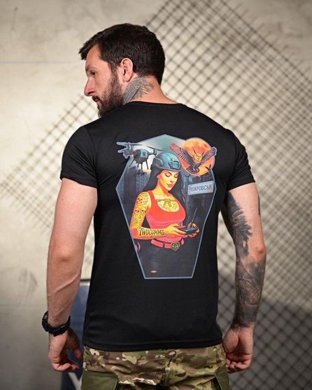 Тактична потоотвідна футболка Покровськ black ПП4679