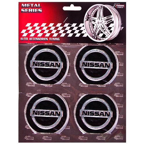 Наклейки на ковпаки "NISSAN" чорні, діам. 90 мм (4 шт)