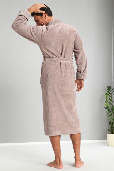 Чоловічий однотонний халат Nusa 2965 бежевий 3XL | Зображення 1