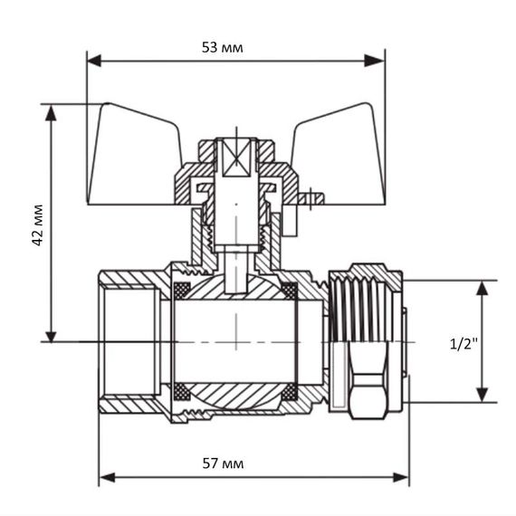 Кран шаровой Koer Wing 16x1/2F (KR.352) (LL1655) | Зображення 2