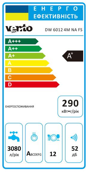 Вбудована посудомийна машина VENTOLUX DW 6012 4M NA | Зображення 8