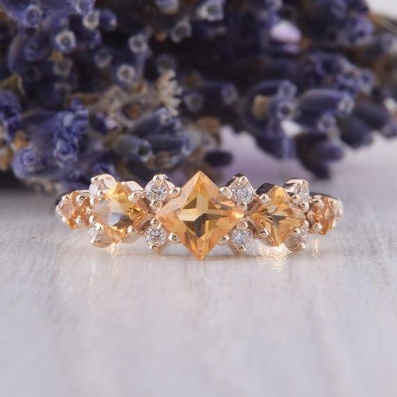 Кольцо из красного золота с цитрином 16.5 | Зображення 1