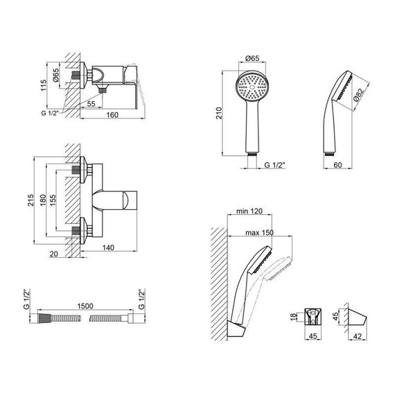 Смеситель для душа Lidz Gloria 010 (с душевым гарнитуром) (k35) LDGLO010CRM35101 Chrome | Зображення 1