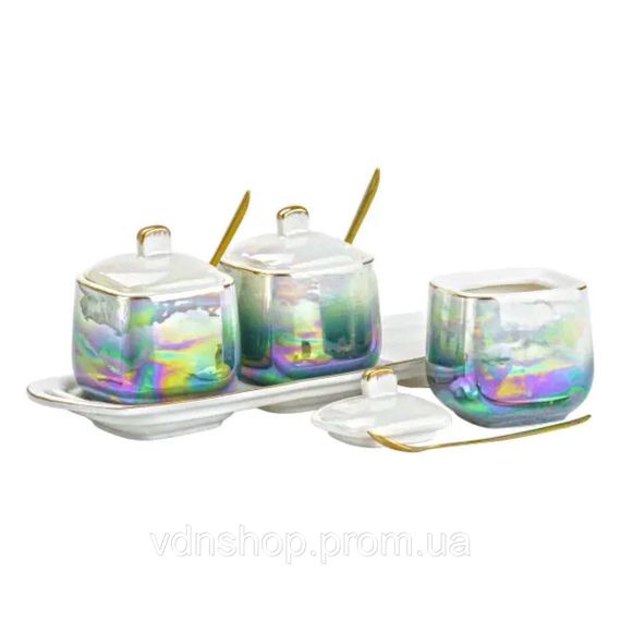Набір для спецій порцелянаовий на підставці з ложками 3 шт по 300 мл HP6178 | Зображення 3