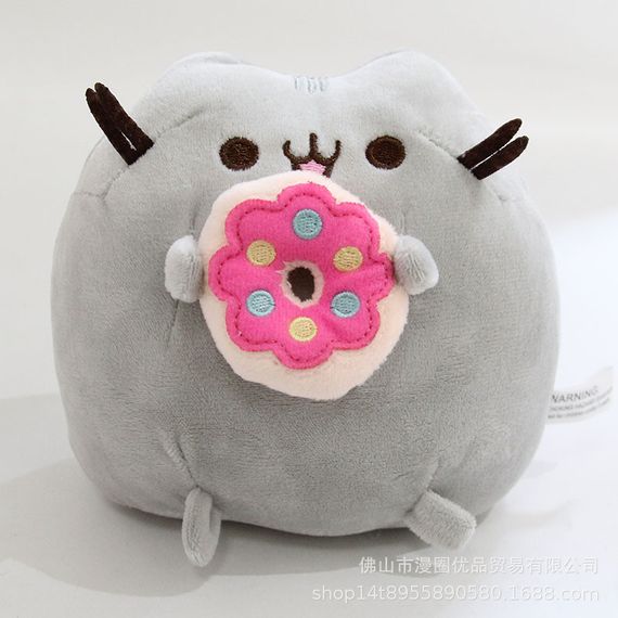 Плюшева м'яка іграшка Кіт Пушин з великим пончиком 15х14см Pusheen Cat