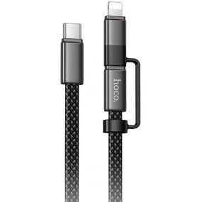 Дата кабель Hoco X125 Surplus 2in1 Type-C to Lightning/Type-C 60W (1m) Black