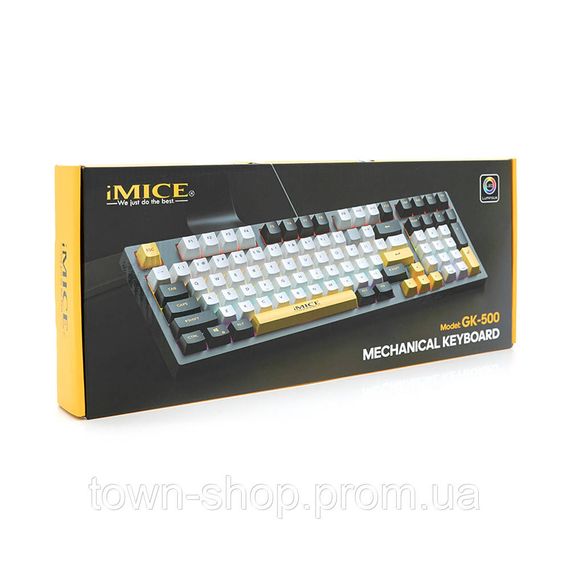 Клавиатура iMICE GK500 USB Wired (TYPE-C) , длина кабеля 100см, (Eng), White-Black, 94к | Зображення 1
