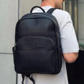 Мужской городской кожаный рюкзак черный Tiding Bag 60320