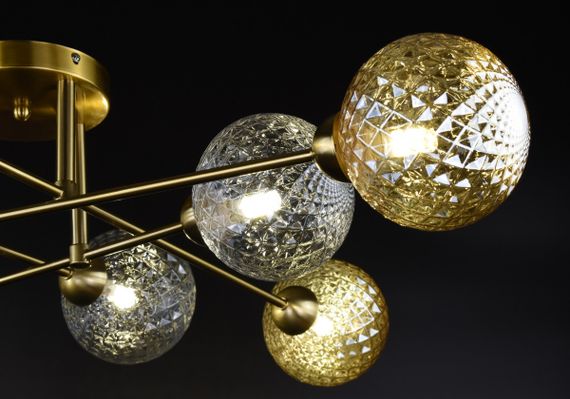 Люстра стельова на 8 лампочок 26819 Латунь 20х90х90 см. | Зображення 3