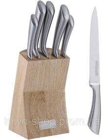 Набор ножей Kamille Steel 5 кухонных ножей на деревянной подставке KM-5130