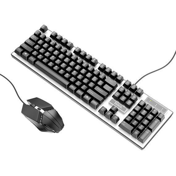 Комплект провідний KB+Mouse HOCO GM18, USB, RGB підсвічування, (Eng/Pyc), Black/White, Box | Зображення 3