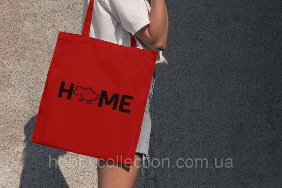 Сумка шопер із принтом "HOME країна" Червона | Зображення 1