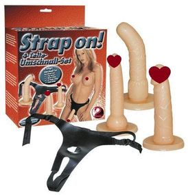 Страпон з насадками тілесного кольору Strap-on Sex Aura