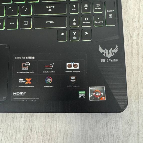 Игровой ноутбук Б-класс Asus TUF Gaming FX505DV / 15.6" (1920x1080) IPS / AMD Ryzen 5 3550H (4 (8) ядра по 2.1 - 3.7 GHz) / 16 GB DDR4 / 512 GB SSD / nVidia GeForce RTX 2060, 6 GB GDDR6, 192-bit / WebCam б/у | Зображення 3