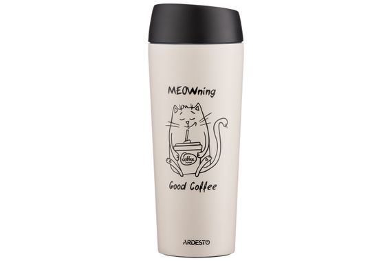 Термокухоль Ardesto Coffee Time Meowning 450 мл Бежева AR2645WC