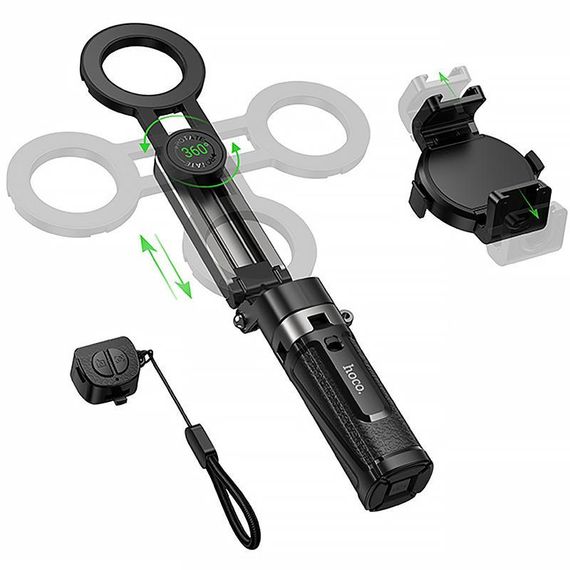 Монопод для селфи Hoco K27 Pro magnetic трипод + съемный BT пульт Black | Зображення 3