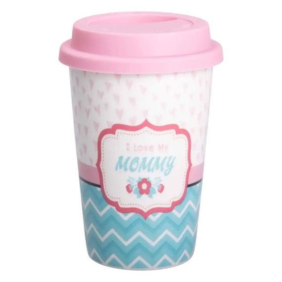 Стакан порцелянаовий 420 мл з силіконовою кришкою I love my mommy RX-N240288LM