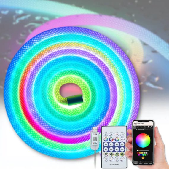 Неонова LED RGB стрічка 5 м із лускатим покриттям і керуванням через застосунок, пульт | Зображення 5