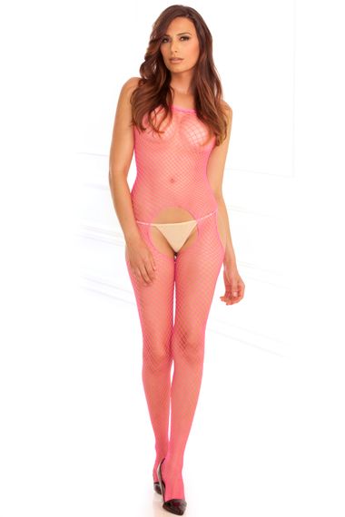 Комбінезон INDUSTRIAL NET SUSPENDER BODYSTOCKING PINK, OS