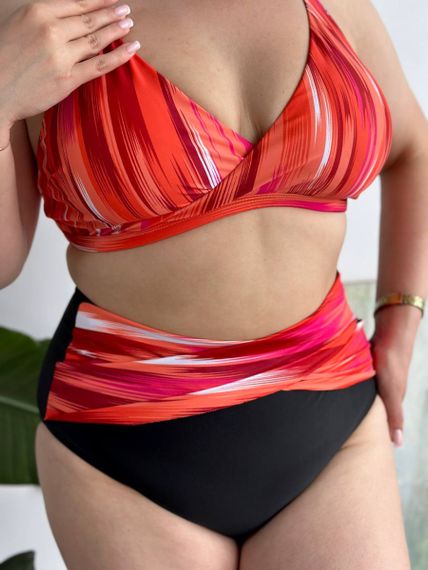 Роздільний помаранчевий купальник PLUS SIZE  з високими трусиками та утяжкою | Зображення 7
