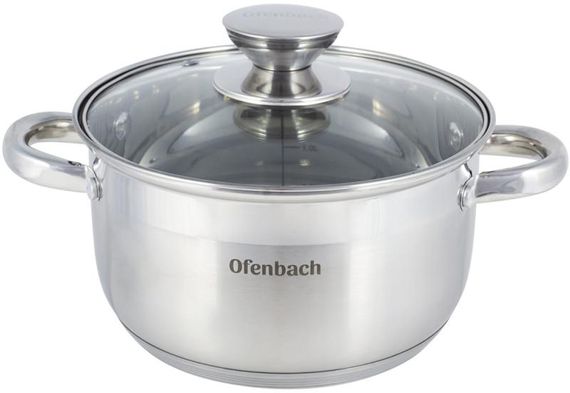 Каструля Ofenbach Casserole з нержавіючої сталі 2400мл зі скляною кришкою