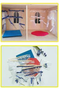 Набір штор та килимів для лялькового будинку 2 кімнати.