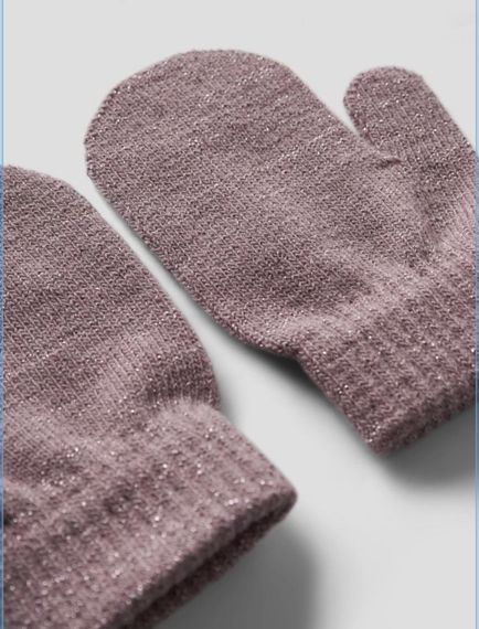 Дитячі демісезонні в'язані рукавиці для дівчаток Name It One size 2-6р Кавові (25091742) | Зображення 1