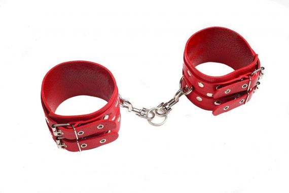 Оковы Leather Double Fix Leg Cuffs, Red Sex Aura